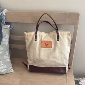 Stylish Cream and Brown Canvas Backpack